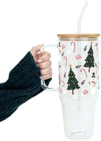 Christmas Sketch Doodle 40oz Glass Tumbler with Lid and Straw by Sip-SipHooray