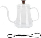 Pour Over Coffee Pot,Gooseneck Glass Coffee Carafe,High Borosilicate Glass Coffee Pot Swan Neck Thin Mouth Kettle Hand Made Coffee Maker Pour Over Kettle(600ML) by Kuuleyn