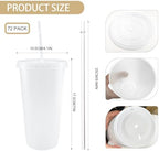 YOUKE OLA 72 Pack Plastic Tumblers with Straw and Lid Reusable Plastic Cups Drinking Straw Tumbler Bulk Customizable Iced Coffee Cup Water Bottle for Vinyl DIY Parties Birthdays 24oz Frosted - Image 2