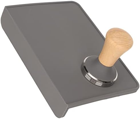 Coffee Tamper and Tamping Mat Set, 58 mm Tamper with Beechwood Handle and Oversized Silicone Tamper Mat, Dust Coffee Tamper Station Pad for Home Barista, Grey (58mm / 2.28in Tamper) - Image 5