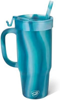 Silipint 32oz Silicone Tumbler with Handle, Flip Lid and Straw – Pack of 1 BPA-Free Non-Toxic Unbreakable Freezer Microwave Dishwasher Safe Tumbler – Perfect for Tea Cold Water Smoothie (Blue Crystal) by Silipint