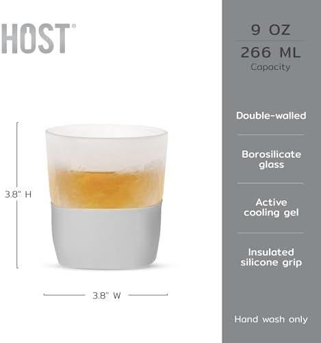 Host Glass Freeze Whiskey Cooling Glasses, Double Wall Glass Cups, Drink Tumblers for Whiskey Tumblers, Insulated Cup Drinkware, 9oz Glass Set of 2 - Image 5