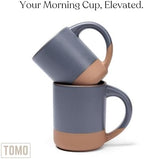 TOMO Mugs Set of 2, 12oz Modern Stoneware Coffee Mugs, Large Handle Ceramic Drinkware - Harbor Blue - Image 4