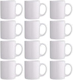 GBhome White Coffee Mugs Set of 12, 12 oz Ceramic Coffee Cups by GBhome