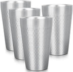 Beasea Stainless Steel Cups 15 oz, 4 Pack Large Stackable Stainless Steel Tumbler Bulk Double Wall Insulated Metal Pint Glasses Tin Cups for Drinking Home Restaurant Office Party Camping by Beasea