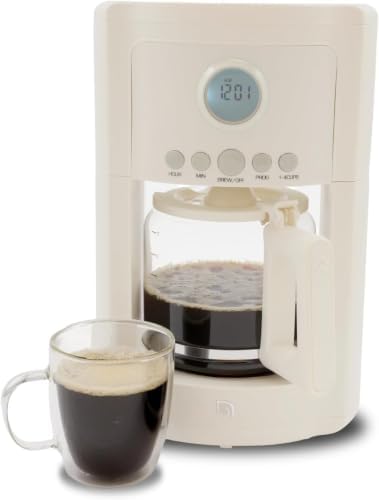 WILLOW 12-Cup Programmable Drip Coffee Maker with Glass Carafe – Delay Brew Coffee Machine with Timer, 1-4 Cup Setting, Keep Warm, Auto Shut-Off & Reusable Filter, Coffee Pot - Cream White by WILLOWKITCHEN