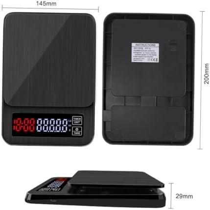 5kg Digital Kitchen Food Scale Timer Capacity Electronic Coffee Scale for Cooking and Baking Precision Measurement USB Powered Black - Image 2