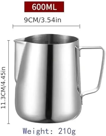 350/600/1000ml Milk Creamer Frothing Pitcher with Scale Stainless Steel Espresso Cups Latte Cup Frother(600ML With Scale) - Image 2