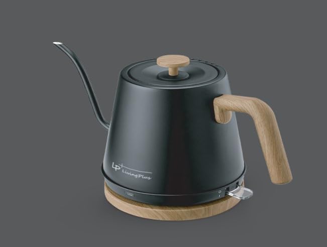Modern Electric Gooseneck inner Stainless Steel Kettle, 1200W Quick Heating, One touch, Auto Shut off with Elegant Wood Grain design 800ML (Black) - Image 2