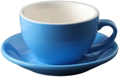 Ceramic Cappuccino Cup and Saucer Set, 8oz Thickened Latte Mug for Coffee Art, Professional Barista Style Drinkware for Home Office Cafe - 250ml (Slate Blue) by Unknown