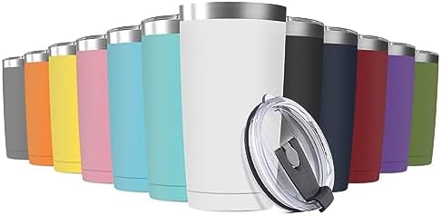 12Pack 20oz Tumbler Vacuum Insulated Travel Mug with Lids, Stainless Steel Double Wall Bulk Cup for Home, Office, Outdoor Suitable for Vehicle Cup Holders （Assorted Colors） by Deitybless