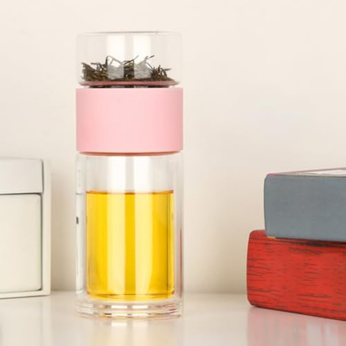 Cabilock Pink 300ml Double Wall Glass Tea Infuser Bottle Cup for Tea - Image 5