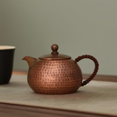 Copper Vessel Teapot Kettle Pot Pitcher With Hammered Pure Copper Body And Short Angled Spout Handmade Rustic Craft With, Array, Copper Handle Aged Color, Copper Handle Aged Color 200cc - Image 6