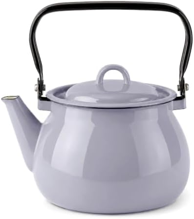 Vintage Enamel Kettle, Tea Pot Stovetop for Hot Water Fast to Boil, Teapot for Stovetop, Hot Water Kettle Teapot (Ash Gray (2.5 L)) by STP-Goods