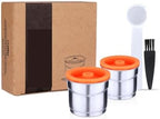 Stainless Steel Metal Reusable Coffee Capsule Refillable Filter with Orange Cover(2pc) by Unknown
