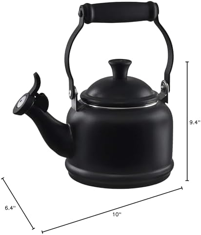 Le Creuset Enamel On Steel Demi Tea Kettle, 1.25 qt., Licorice/Black Knob - Image 5