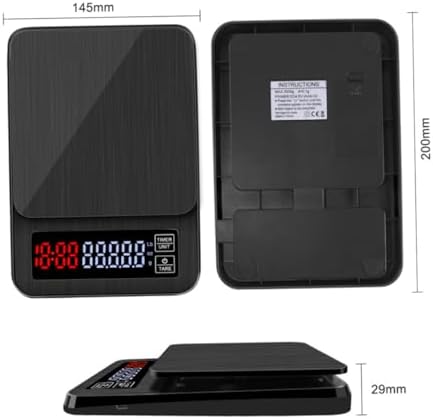 5kg Electronic Coffee Scale with Timer USB Powered Digital Kitchen Scale for Cooking and Baking Accurate Measurements with High Precision Sensors Black No Batteries Included - Image 2