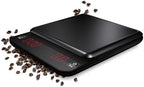 Portable Mini Digital Coffee Scale Electronic Kitchen Scale with Timer Function and Led red Letter high Clear Display Screen,3.0Kg Max D0.1g Dual Power Dry Battery or Rechargeable.Black by Joleya