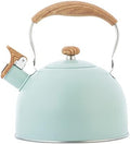 Whistling Stainless Steel Diamond Pattern Tea Kettle with Wood Grain Anti Heat Handle, Stainless Steel Cover Wood Grain Nylon Cover Top Tea Pot (Green) by TEDSWAIT