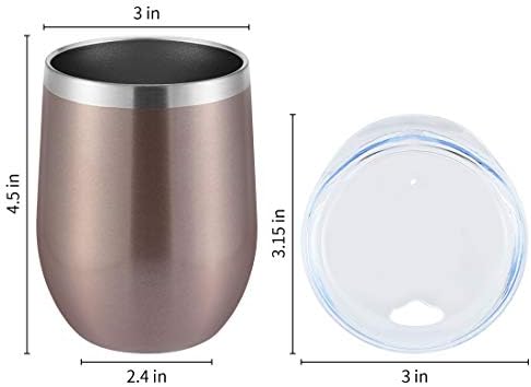 DOMICARE Stainless Steel Wine Tumbler Bulk with Lid, Personalized Rose Gold Insulated Tumblers Set, 12oz Travel Coffee Cups Pack of 8 - Image 4