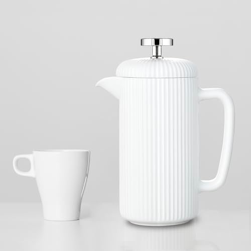 Easyworkz Porcelain French Press and Double Wall Insulated Metal Demitasse Cups - Image 5