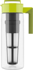 Takeya Flash Chill Iced Tea Maker - Versatile Tea Brewer for Loose/Bagged Tea - Patented Flash Chill Tech Hot/Cold Use BPA-Free Tritan Dishwasher Safe - Airtight Lid Made in USA - 2 Quart/Avocado by Takeya