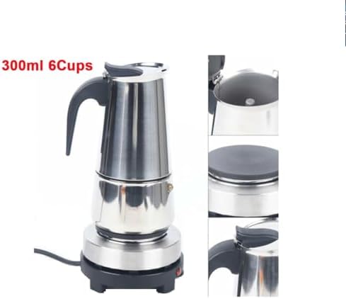 Stovetop Espresso Maker Cappuccino Latte Stainless Steel Coffee Maker Moka Pot with 110V 500W Electric Stove Top Coffee Maker Machine for Home Store Induction Espresso (6Cup 300ml) - Image 3