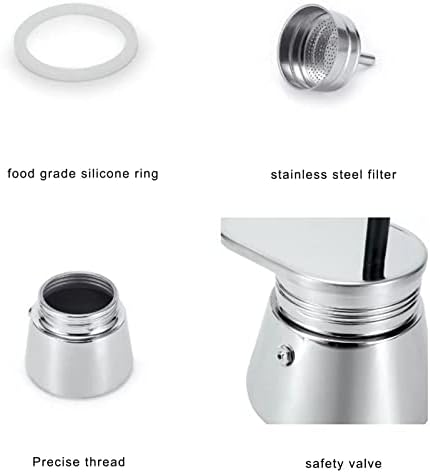 Zerodis Single Spout Mocha Pot, Stainless Steel Espresso Maker Coffee Pot Lightweight Cafe Maker Portable Outdoor Camping Brewed Coffee Cup for All Electric Ceramic Gas Stovetops(50ml) - Image 6