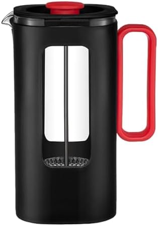 French Press Coffee Maker Coffee Press With Plastic Handle, Double Wall Insulation & Stainless Steel Filter Screen, High Borosilicate Glass Liner, For Coffe And Tea(/Black,1.2L) by GIZNXBA