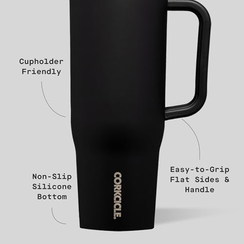 Corkcicle Cruiser Tumbler with Handle & Straw, 40 oz, Black Bows - Image 4