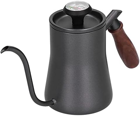 Gooseneck Coffee Kettle for Pouring, Thermometer, Filter, 550 ml, Stainless Steel, Beech, Bright, Leak-Proof, Long Service Life, Home Supplies (Black (Thermometer Model)) - Image 6