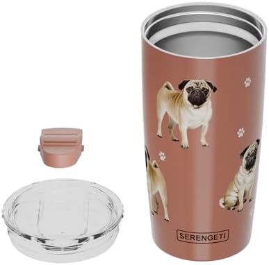Pug SERENGETI 20 Oz. Stainless Steel, Vacuum Insulated Tumbler with Spill Proof Lid - 3D Print - Insulated Travel mug for Hot or Cold Drinks (Pug Tumbler) - Image 3