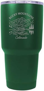 Rocky Mountains Colorado Minimalistic Design Souvenir 24 oz Engraved Insulated Stainless Steel Tumbler - Green by RandRImportsInc
