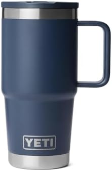 YETI Rambler 20 oz Travel Mug with Flip Straw Lid – Stainless Steel, Vacuum Insulated, Leakproof, Cup Holder Friendly, Navy by YETI