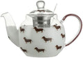 Clear Glass Teapot with Dachshund Dog Decal 700ml, London Pottery Borosilicate Loose Leaf Tea Maker with Stainless Steel Infuser by LondonPottery