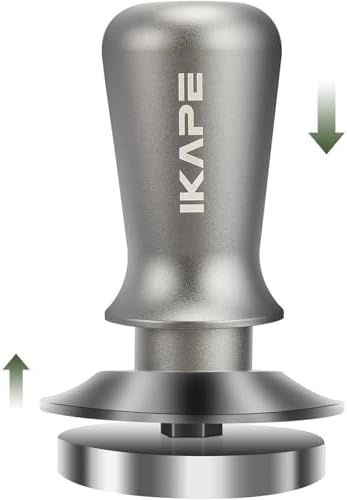 IKAPE 58.5mm Espresso Tamper, Premium Barista Coffee Tamper with Calibrated Spring Loaded, 100% Stainless Steel Base Tamper Compatible with Espresso Machine Rancilio, Gaggia Bottomless Portafilter by IKAPE