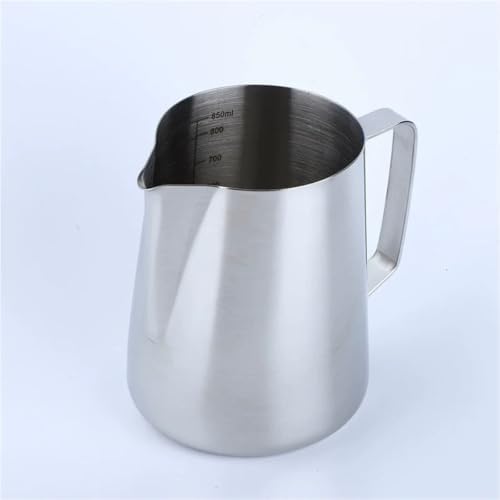 Milk Frother Cup Stainless Steel 350/600/1000ml Milk Creamer Frothing Pitcher with Scale Stainless Steel Espresso Cups Latte Cup Frother Coffee Accessories(1000ML With Scale) - Image 2