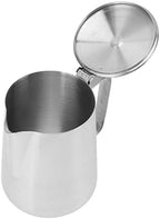 Milk Frothing Pitcher, Stainless Steel Steaming Pitcher for Coffee, 304 Stainless Steel Milk Frother Cup with Lid, Ergonomic Handle and Spout for Baristas, Home and Cafe - Image 5