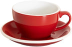 Loveramics Cappuccino Cup with Saucer, 8 oz Ceramic Coffee cup with Round Bottom for Cappuccino, Latte, Tea, Espresso, Thick-walled Stoneware Cup Set for Barista - Regular Colours (Red, 8OZ) by LoveramicsUSA