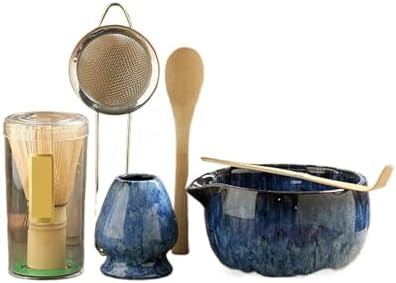 6PCS Matcha Tea Set Whisk Teaspoon Sets Bowl Holder For Tea-Making Tools(Blue 6pcs) by Unknown