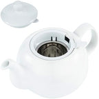 ETHNIQ Porcelain Tea Pot with Stainless Steel Tea Infuser - White by AUTHENTICHOMEAPPLIENCES