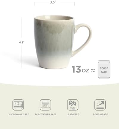 famiware Coffee Mugs Set, 13oz Mug Set of 6, Stoneware Cups with Handle - Image 5