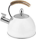 Pinky Up Presley Tea Kettle, Stovetop Stainless Steel Kettle, Whistling, Tea Accessory Gifts, Fast Boil Water Kettle, Wooden Handle, 70 Oz, White - Image 4