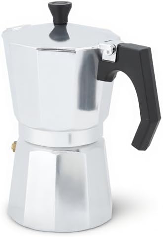 Pomya Octagonal Moka Pot, Aluminum Stovetop Espresso Maker 6 Cup, with Ergonomic Handle, for Gas Induction Cooktops by WelcometoPomya