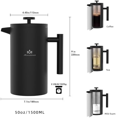 French Press Coffee Maker,Double Wall 304 Stainless Steel - Image 2