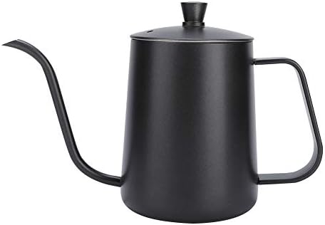 Stainless Steel Gooseneck Tea Kettle, Long Narrow Spout Drip Pot, Teapot for Stovetop for Use In Home, Office and Other Environments (600ml Teflon Black) by MUNEFE