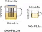 Removable Large Capacity Home teapot Transparent Glass Fruit Tea Kettle Water Pot with Infuser Tea Maker 1000ml/35.2oz Cleanable - Image 2