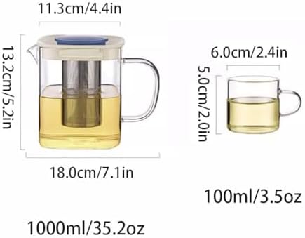 Removable Large Capacity Home teapot Transparent Glass Fruit Tea Kettle Water Pot with Infuser Tea Maker 1000ml/35.2oz Cleanable - Image 2