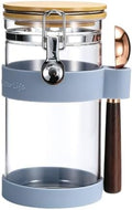 uxcell Airtight Glass Canister with Bamboo Lid & Spoon, Glass Coffee Bean Storage Container 1200ml/40oz Kitchen Pantry Sealed Freshness for Grounds Tea Cereal Sugar, Blue by uxcell