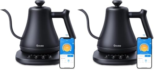 Govee Smart Electric Kettle, WiFi Variable Temperature Gooseneck Pour Over Kettle and Tea Kettle, Alexa Control, 1200W Quick Heating, 100% Stainless Steel, 0.8L, Matte Black (Pack of 2) by Unknown